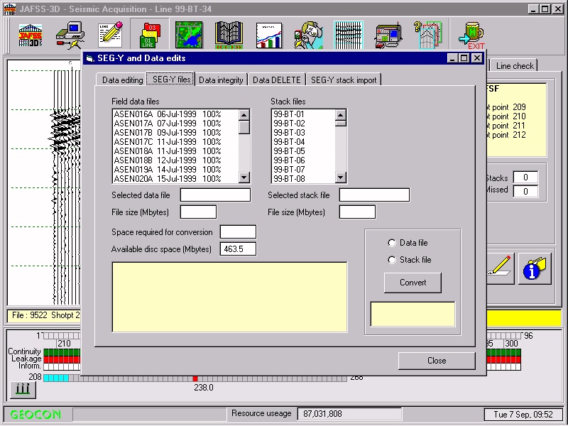 Convert field data to SEG-Y format